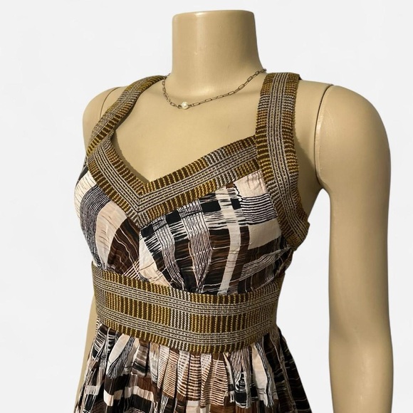 Plenty by Tracy Reese Brown and Cream Silk Mini Dress - Picture 3 of 6